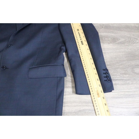 54L Hart Schaffner Marx Navy Wool 2-Piece Suit Trousers Jacket Pants 37 - Picture 10 of 15